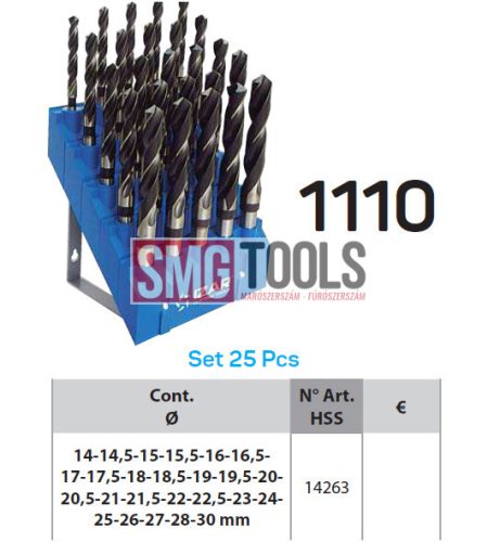 Kúpos sz. Fúrókészlet D14-D23/0,5mm D24-D30/1mm 25db/klt. HSS (1110) DIN345N Classic
