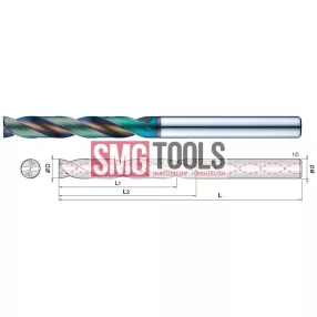   D8,6 Spirálfúró belső h. 180° végű 3xD L/L2/L1=90/41,7/38,7 d=10 VHM TiSiN-R UNI-FLAT [2FDRW086417S10]